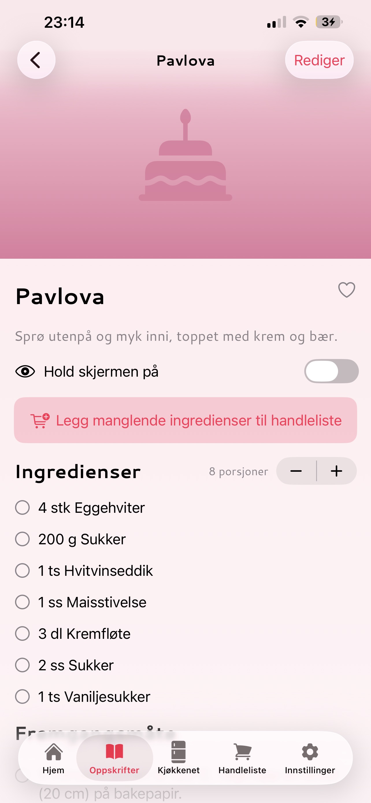 Oppskrift — Bakeapp